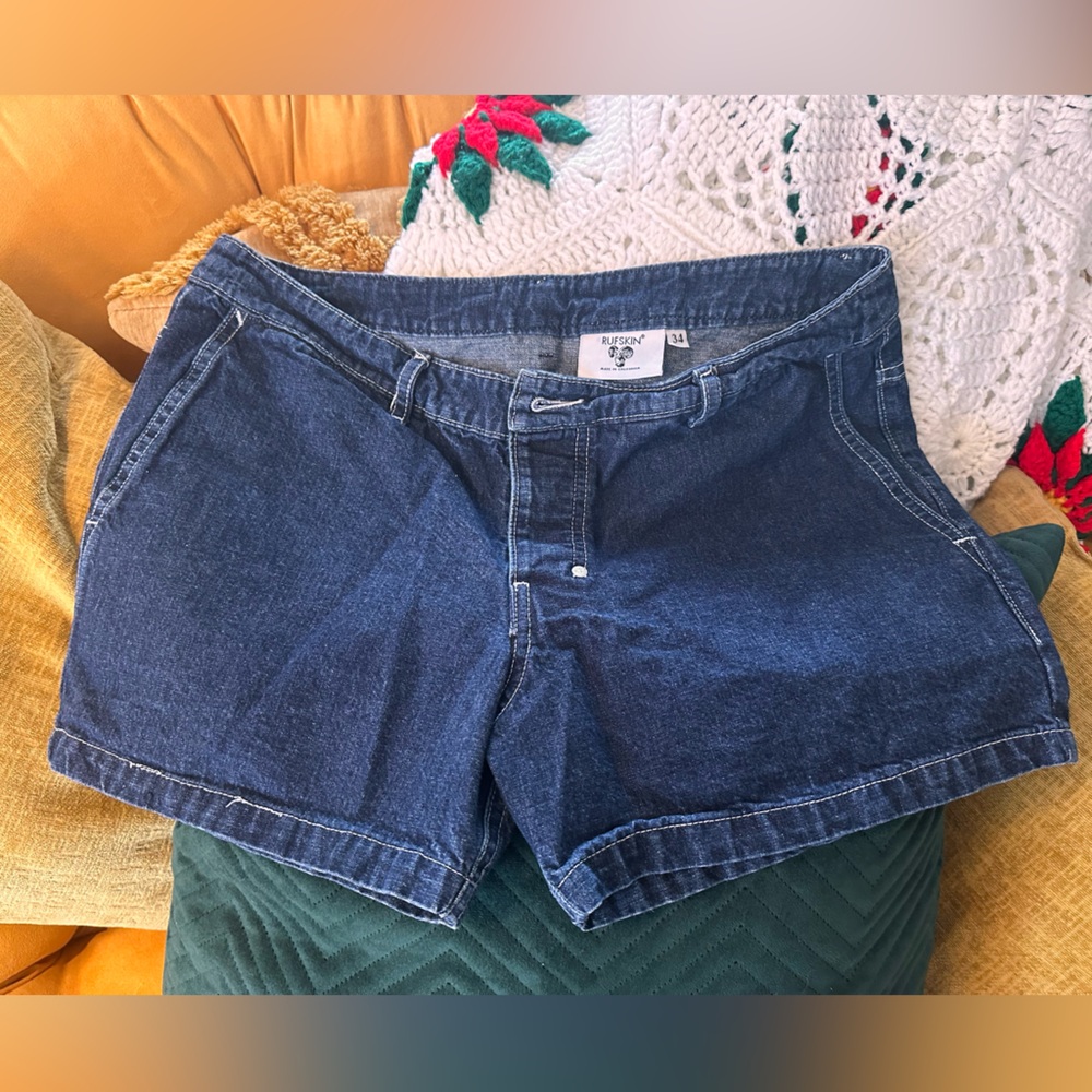 DEADSTOCK rare rufskin button fly denim shorts 4” inseam